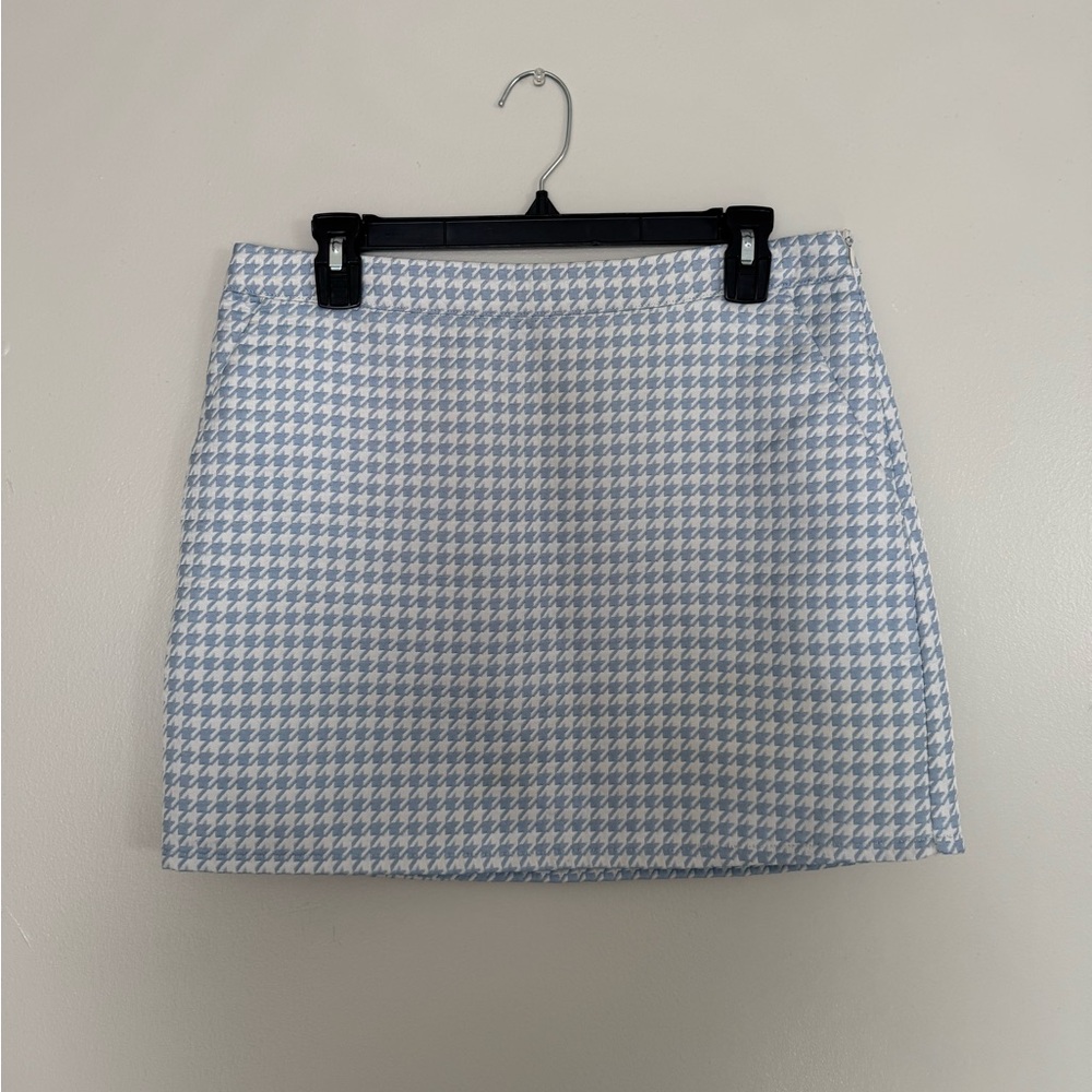 Forever 21 Light Blue Houndstooth Mini Skirt